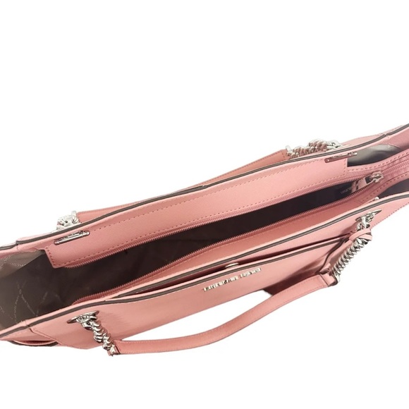 Michael Kors Jet Set Large Top Zip Chain Tote Prim Rose Saffiano Pink Leather - Picture 9 of 9